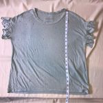 American Eagle Green Distressed Short Sleeve Ruffle Tee Shirt Photo 3