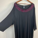 Catherines  AnyWear Maxi Dress 3X Black Sheer Floral Scoop Neckline 3/4‎ Sleeve Photo 4