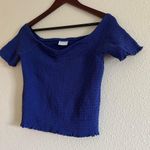 Abound  Royal Bight Blue Off the Shoulder Cropped Smocked Top Size Large Photo 0