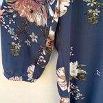 C & E Womens size small button up teal floral tunic top relaxed flowy fit Photo 4