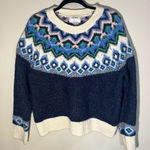 Old Navy  Fair Isle Blue White Winter Christmas Sweater Knit Stretch Ugly Sweater Photo 0