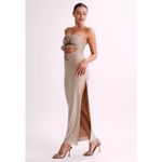 Meshki  Strapless Rose Diamante Maxi Dress Nude Photo 3