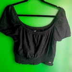 Hollister Black Crop Top Belly Shirt Eyelet Cute! EUC Size L Large Photo 0