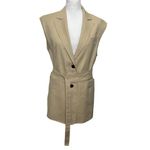 LVIR LA Project Belted Vest Small Tan Linen Blend Sleeveless Layering Modern Photo 1