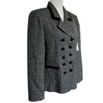 Worthington NWT Vintage  Tweed Blazer Jacket Black Velvet Houndstooth Size 4 Photo 2