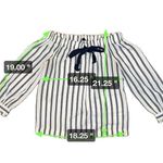 J.Crew Mercantile Women XXS Blouse Ivory Blue Stripe Off Shoulder Sailor Bow Top Photo 5