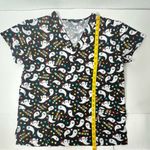 Halloween Cartoon Scrub Top By Cassandra‎ O Women Size L Ghosts Stars Candy Corn Black Size L Photo 2