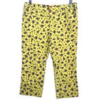 Anthropologie Cartonnier Retro Crops Capris Pants Floral Print Yellow Size 10 Photo 1