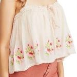 Free People Embroidered Golden Hour Cropped Top Peach Combo Small Photo 0