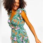 Bar III NWT Teal Paisley Floral Ruffle Blouse Photo 2