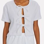 TERRY NWT White Tie-Front Top & Shorts Set Photo 2
