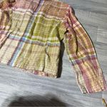 Pendleton  Green Pink Spring Pastel Plaid Women's Top; Large Photo 9