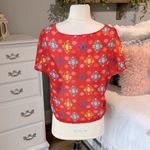 Urban Outfitters Upson Downes Crop Top Womens Red Tribal Oversized Aztec Photo 5