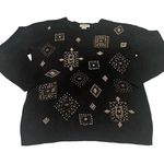 VTG 90s‎ Victoria Jones Size PS Black Gold Beaded Embellished Oversized Sweater Photo 0