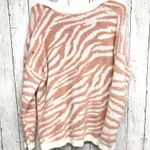 Sadie and Sage Medium One Reason Womens Zebra Print Sweater Pink Ivory V Photo 3