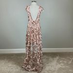 Eliza J  Women's Sequined Lace High Low Backless Gown Pink Size 8 Short Sleeve Photo 1