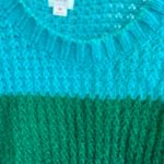 Sweater Crochet Acrylic Green Blue Crewneck Womens Medium Mossimo Photo 2