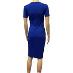Royal Blue Short Sleeve Midi Bodycon Shirt Dress Womens Small Photo 4