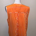 North Crest  orange patterned v-neck sleeveless lightweight blouse Photo 5