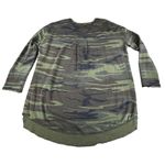 Z Supply  Camo Sweater M Long Sleeve Crew Neck Distressed Hem Weekender Boho Slit Photo 1