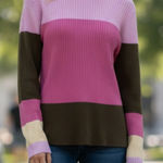 The Limited  purple & brown stripe Y2K Turtleneck Cotton Sweater Size large Photo 0