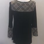Yoki Yuki black plaid stretchy long sleeve top Photo 4