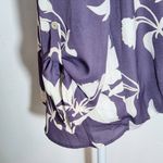 West Kei  Purple Floral Blouse with Wrap Look and Roll-Tab Sleeves Size Small Photo 5