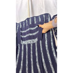 Michael Stars $158  Navy Blue Striped Lightweight Hoodie Sweater Women's Size L Photo 2