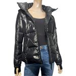 S13 Women’s Size S Black Glossy Hooded Duck Down Filled Puffer Jacket Photo 1