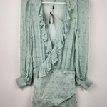 Retrofête Retrofete Lennon Embellished Silk Chiffon Dress in Green Size XS NWT Long Sleeve Photo 0