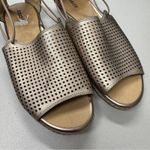 Earth Gold Leather Laser Cut Comfort Flats Womens 10 Sandals Beachy Slip On Photo 10