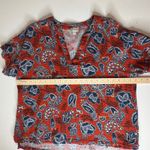 Wonderly  Floral Blouse Size PXL Red Gauzy Cotton Lightweight Flowy Boho Artsy Photo 7