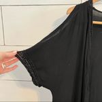 XCVI  Black Cold Shoulder Fringe Bottom Kimono. Size Small. Photo 6