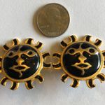 CRAFT Signed Soft Satin Gold Tone Celestial Sun Clip On Earrings Photo 4