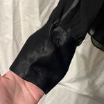 ZARA  Sheer Shoulder Pad Collared Nexk Tie Goth Blouse NWT Photo 4