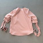 SheIn  Blouse Top Womens M Pink Pearl Embellished Bow Sleeve Cuff Tie Detail Photo 1