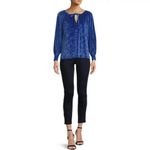 New Without tags The Pioneer Woman blue velvet lace cuff bliouse top Size XL Photo 3