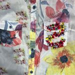 Desigual Embroidered Floral Long Sleeve Roll Tab Shirt Medium Western Rockabilly Photo 8