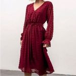 Baltic Born Paisley Dot Midi Dress Burgundy Women's L Photo 0