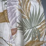 Tahari  Tropical Leaf Print Linen Wide Leg Pants - Tan Sage Lavender White - M Photo 5