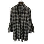 Alice + Olivia  Jem Ruffle-sleeve Plaid Shirt Dress In Black/white size medium Photo 2