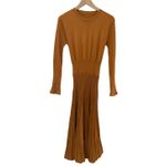 Fincati Cashmere Blend Belt Fitted Pleated Sweater Dress Goldenrod Size Large Gold Photo 4