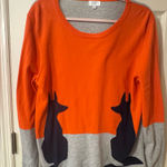 Crown & Ivy  Orange and Gray Sweater with Fox Motif Photo 0