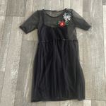 potter's pot  Size Small Black Mesh Floral Embroidered Dress Photo 2