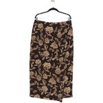 Josephine Chaus Vintage  100% Silk Brown Tan Floral Midi Skirt Size 14 Photo 0