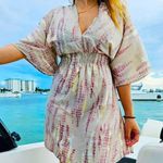 Tan Golden Batwing Sleeve Dress Size L Photo 0