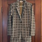Philosophy knit, plaid, single button, long blazer, size small Photo 1