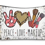 Leopard Animal Print Peace and Love Makeup Bag Brown Photo 0