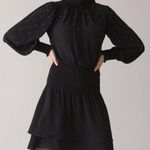 White House | Black Market NWT Rhinestone Studded Blouson Dress Black Large $170 Photo 0