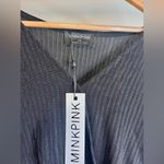 MINKPINK NWT  Black Ribbed V Neck Leila Body Suit  size large Photo 3